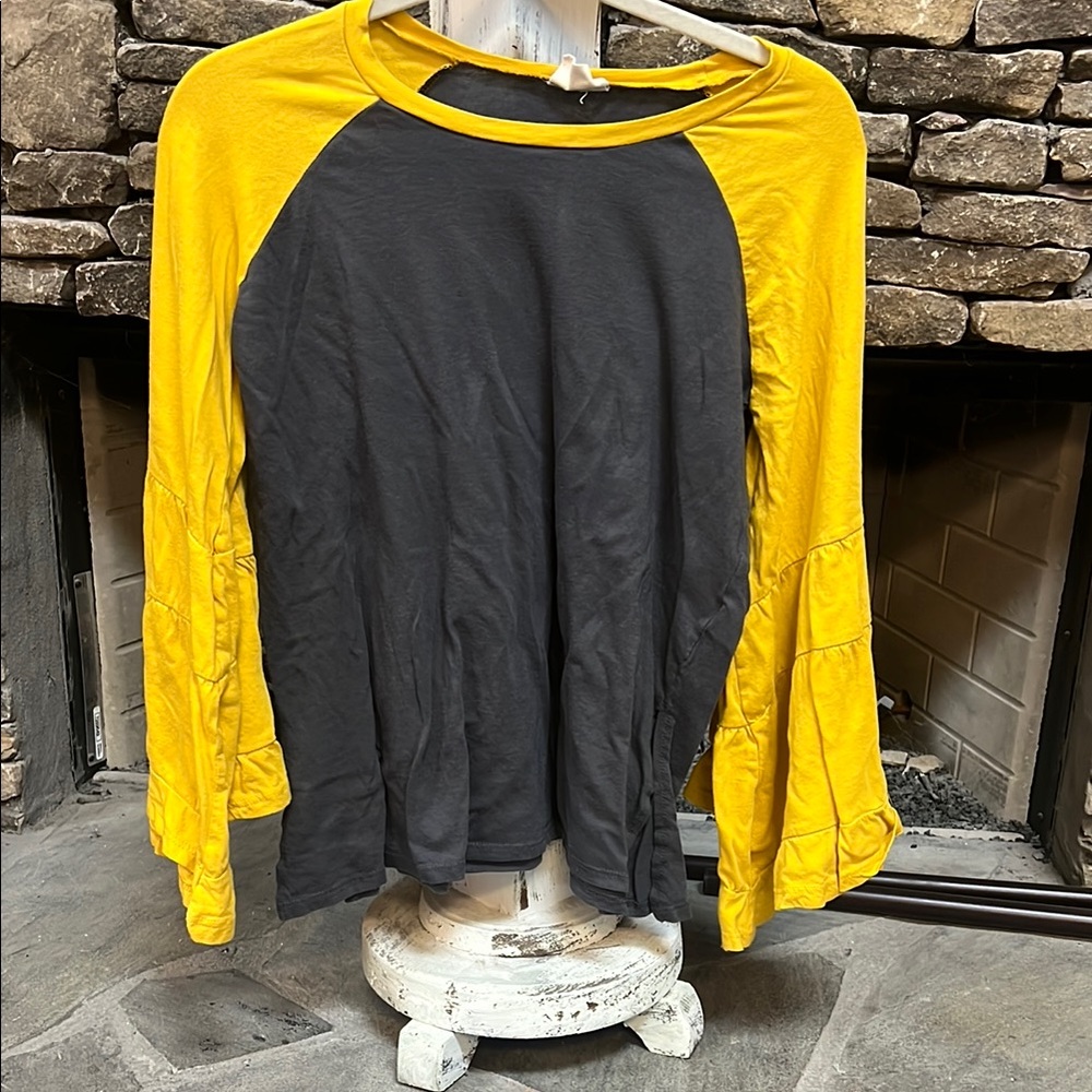 Yellow and Black Long Sleeve Top